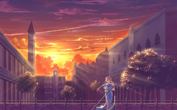 Anime Aria Akari Mizunashi Sunset Dress HD Wallpaper | Background Image