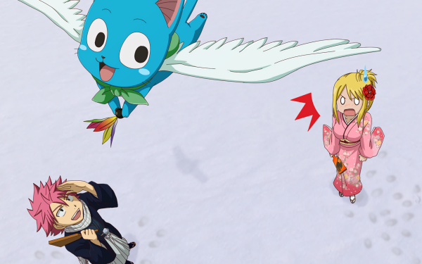 Anime Fairy Tail Lucy Heartfilia Natsu Dragneel Happy HD Wallpaper | Background Image