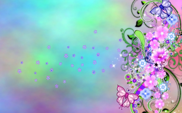 Artistic Butterfly Floral Spring Fantasy Colors Colorful Flower Pastel HD Wallpaper | Background Image