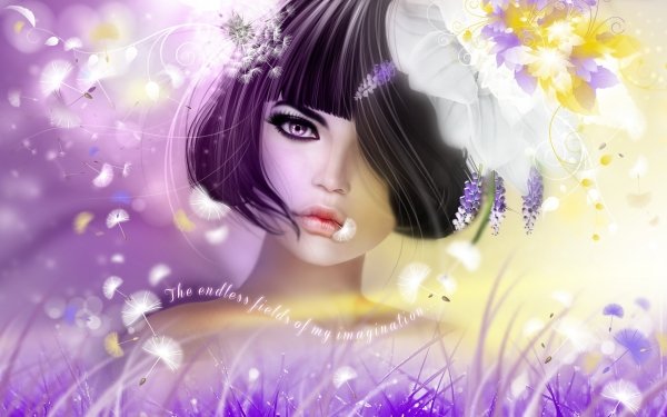 Fantasy Women Purple Brunette HD Wallpaper | Background Image