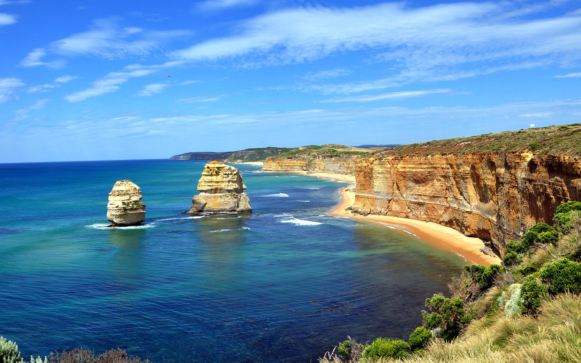 Download Victoria (Australia) Horizon Cliff Australia Sea Ocean Coastline The Twelve Apostles HD Wallpaper