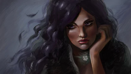 A stunning 4K Ultra HD desktop wallpaper featuring a captivating character from the video game The Witcher 3: Wild Hunt, with dramatic lighting and a powerful expression.