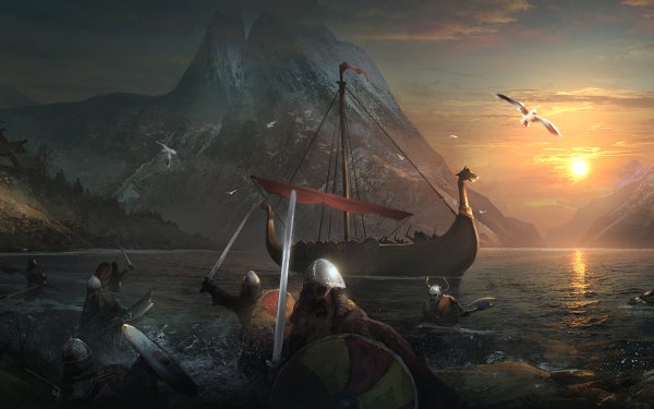 Fantasy Viking Warrior Drakkar Helmet Shield Sword HD Wallpaper | Background Image