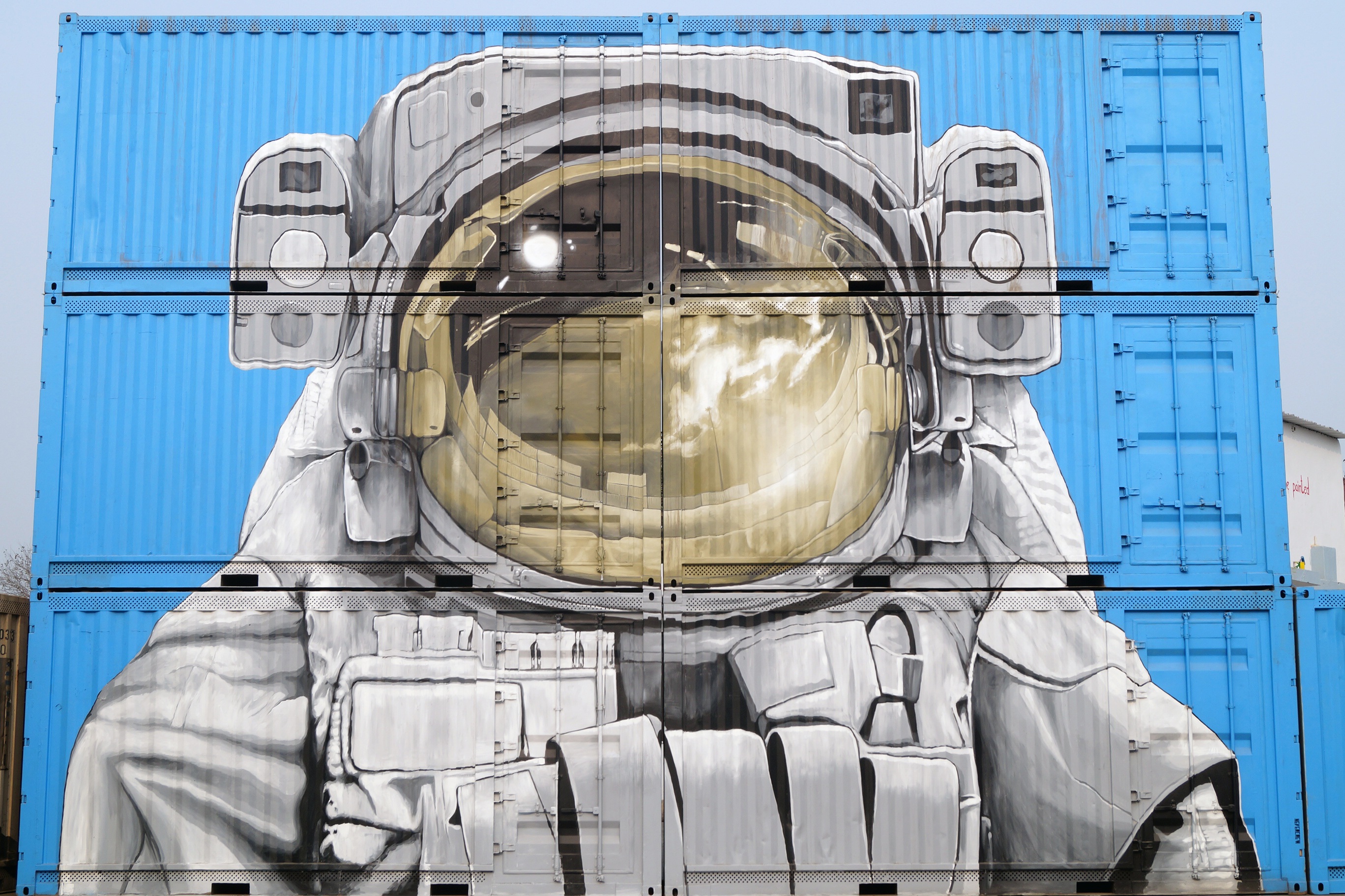 Astronaut Graffiti on a shipping container in New Delhi by Nevercrew by ankitasiddiqui