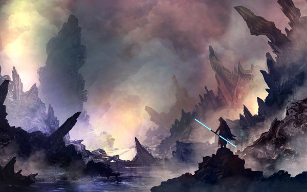 Sci Fi Warrior Landscape Lightsaber HD Wallpaper | Background Image