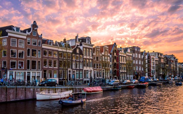 Man Made Amsterdam Cities Netherlands House Canal Boat HD Wallpaper | Background Image