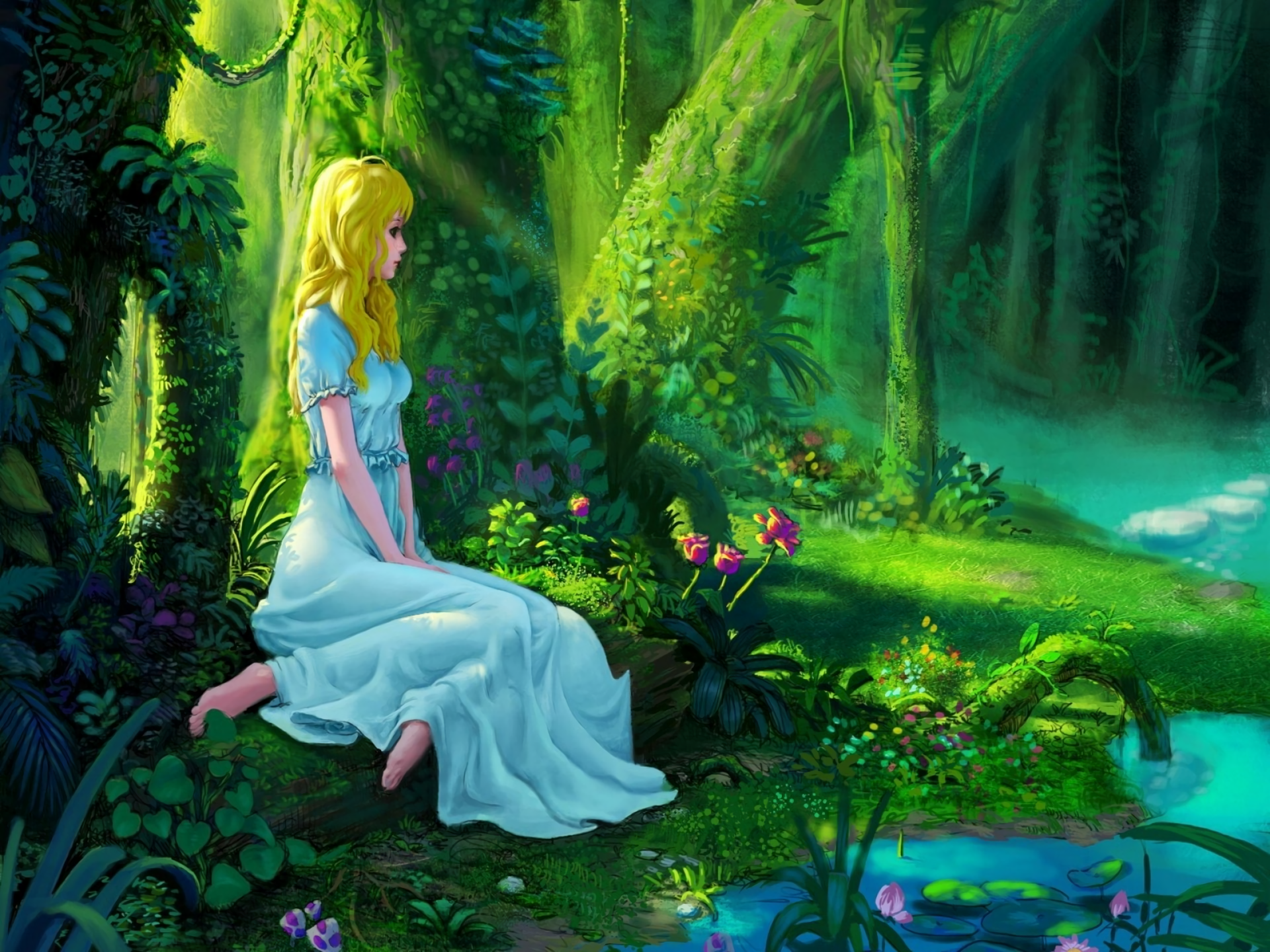 Сады принцессы. Сказочные феи. Принцесса в лесу. Девушка в волшебном лесу. Сказочная девочка.