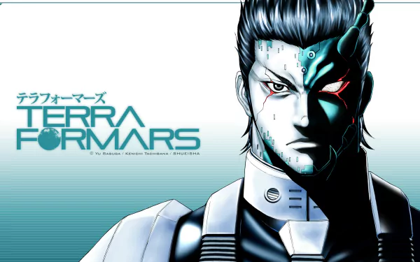 A striking HD wallpaper featuring Komachi Shokichi from the anime Terra Formars, showcasing a detailed character design against a sleek background.