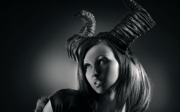 Photography Manipulation Demon Black & White Horns HD Wallpaper | Background Image