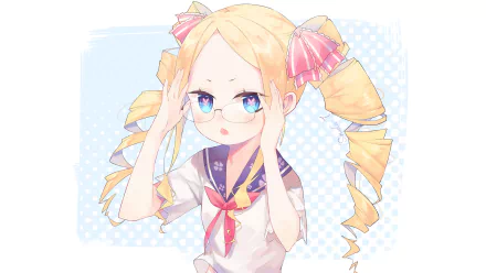 HD wallpaper featuring Beatrice from Re:ZERO - Starting Life in Another World. The character, with blonde hair and glasses, displays a playful expression against a soft background.