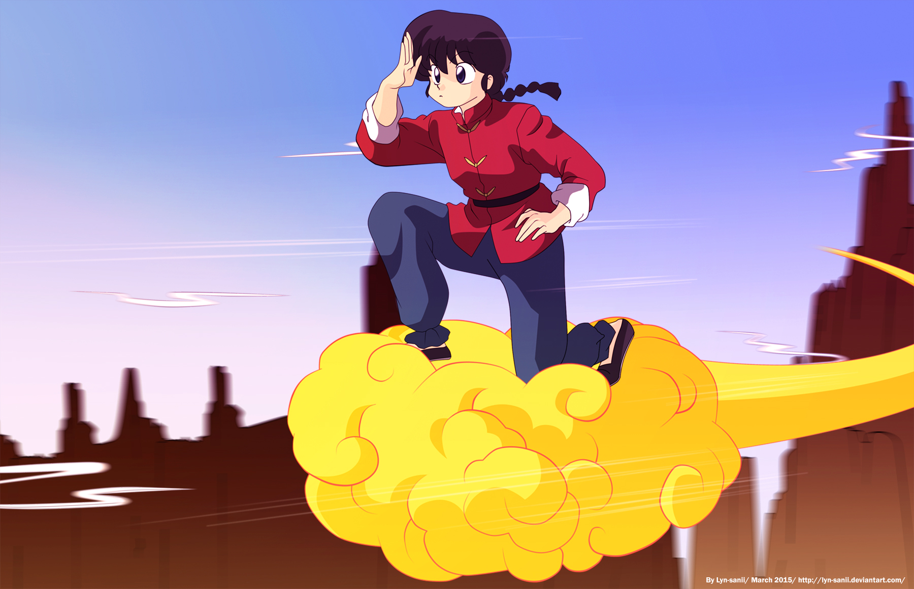 Ranma Riding The Nimbus Cloud by Lyn-San