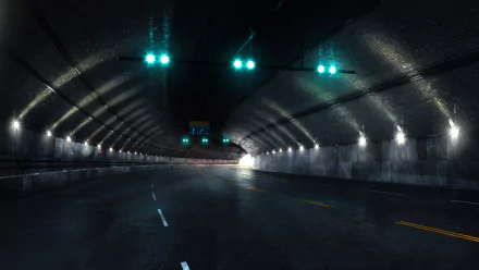 HD PC desktop wallpaper featuring a dimly lit tunnel scene from the video game Forza Motorsport 6, highlighting sleek lighting and road details.