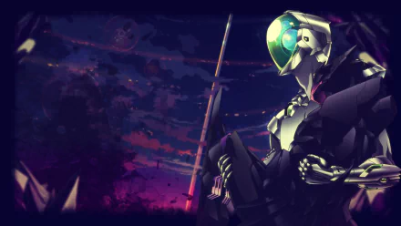 A striking HD wallpaper from the anime Accel World, featuring a futuristic robotic character against a dramatic twilight backdrop, showcasing vibrant colors and dynamic scenery.