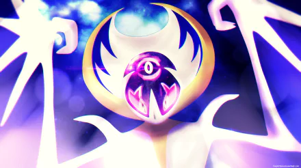 A vibrant HD wallpaper featuring Lunala, the legendary Pokémon from Pokémon: Sun and Moon, showcasing its majestic form against a mystical background.