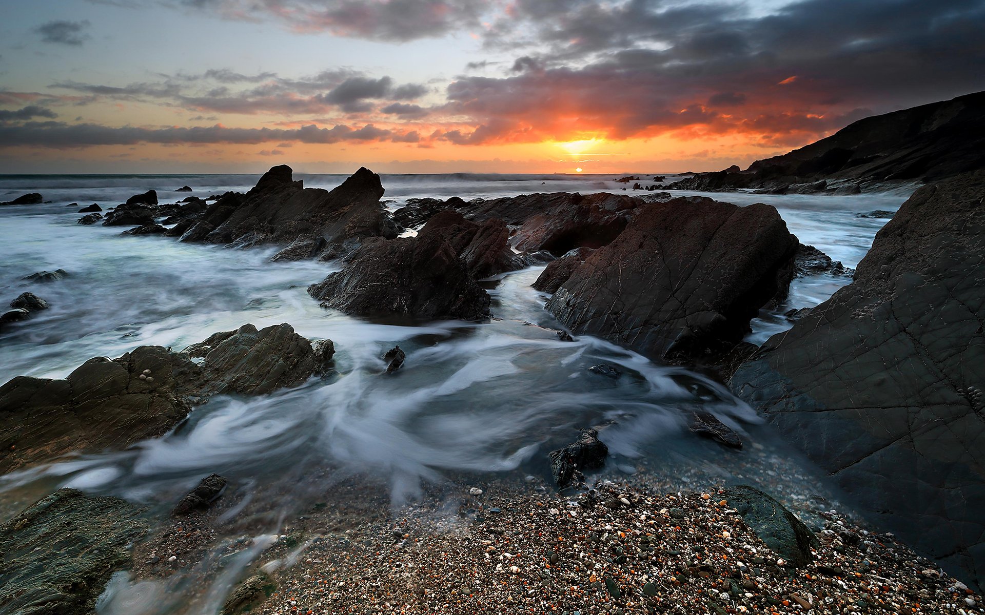 Sunset over Rocky Coast