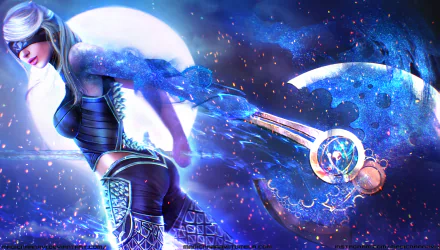 A vibrant HD wallpaper featuring a character from Guild Wars 2, surrounded by cosmic elements and a mystical atmosphere, showcasing the game's stunning art and design.