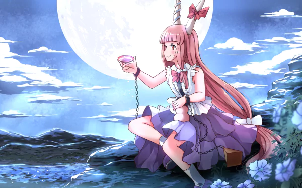 Suika Ibuki Anime Touhou HD Desktop Wallpaper | Background Image