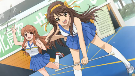 Suzumiya Haruhi no Yuuutsu Mikuru Asahina Haruhi Suzumiya Anime The Melancholy of Haruhi Suzumiya HD Desktop Wallpaper | Background Image