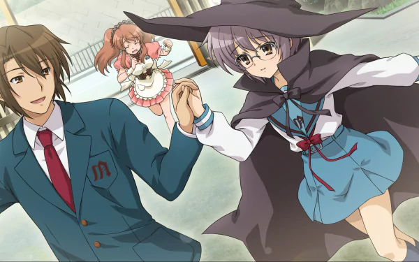 Suzumiya Haruhi no Yuuutsu Itsuki Koizumi Mikuru Asahina Yuki Nagato Anime The Melancholy of Haruhi Suzumiya HD Desktop Wallpaper | Background Image
