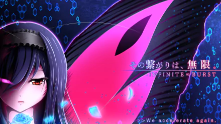 A striking HD desktop wallpaper featuring Kuroyukihime from Accel World: Infinite Burst, set against a vibrant digital backdrop with captivating colors and designs.