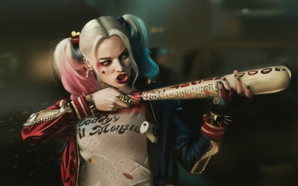 Film Suicide Squad Harley Quinn DC Comics White Hair Face Twintails Margot Robbie Two-Toned Hair Fond d'écran HD | Image