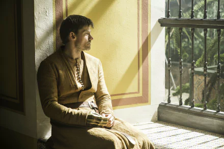 Jaime Lannister from the TV show Game of Thrones sits by a sunlit window in medieval garb — 4K Ultra HD PC desktop wallpaper and background.
