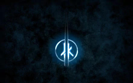 A dark-themed HD desktop wallpaper featuring the emblem from Star Wars: Jedi Knight, showcasing the iconic logo against an atmospheric background.