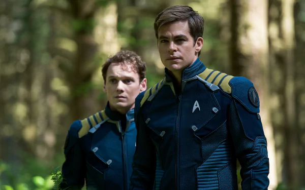 Pavel Chekov Anton Yelchin james t kirk Chris Pine movie Star Trek Beyond HD Desktop Wallpaper | Background Image