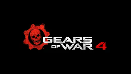 Logo of Gears of War 4 against a black background, featuring a stylized skull emblem. This image serves as a 4K Ultra HD PC desktop wallpaper and background.