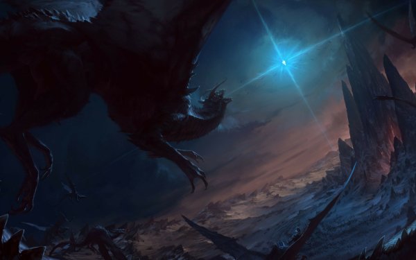 Fantasy Dragon Landscape Mountain HD Wallpaper | Background Image