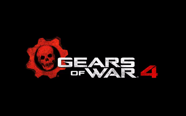 Logo of Gears of War 4 against a black background, featuring a stylized skull emblem. This image serves as a 4K Ultra HD PC desktop wallpaper and background.