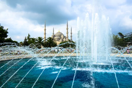 fountain religious Sultan Ahmed Mosque HD Desktop Wallpaper | Background Image