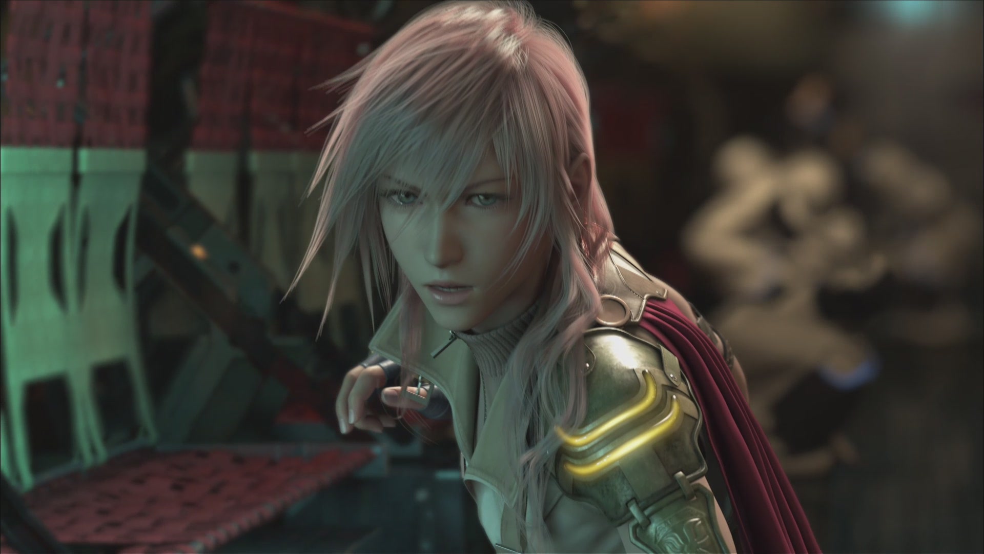 Lightning from Final Fantasy, hero with a sword in hand, ready for battle.