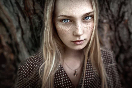 freckles blue eyes face blonde woman model HD Desktop Wallpaper | Background Image