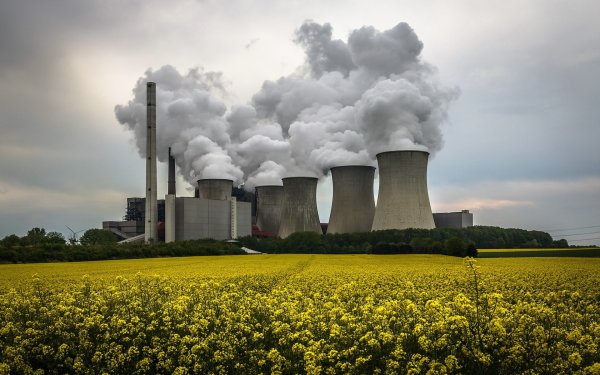 Hecho por el hombre Planta De Energía Nuclear Plant Yellow Flower Tower Humo Fábrica Fondo de pantalla HD | Fondo de Escritorio