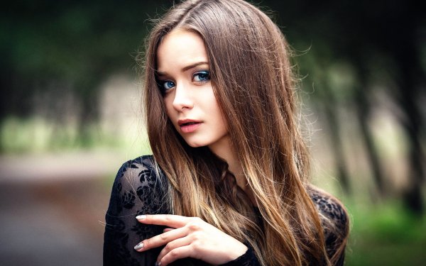 Women Model Brunette Blue Eyes Bokeh HD Wallpaper | Background Image