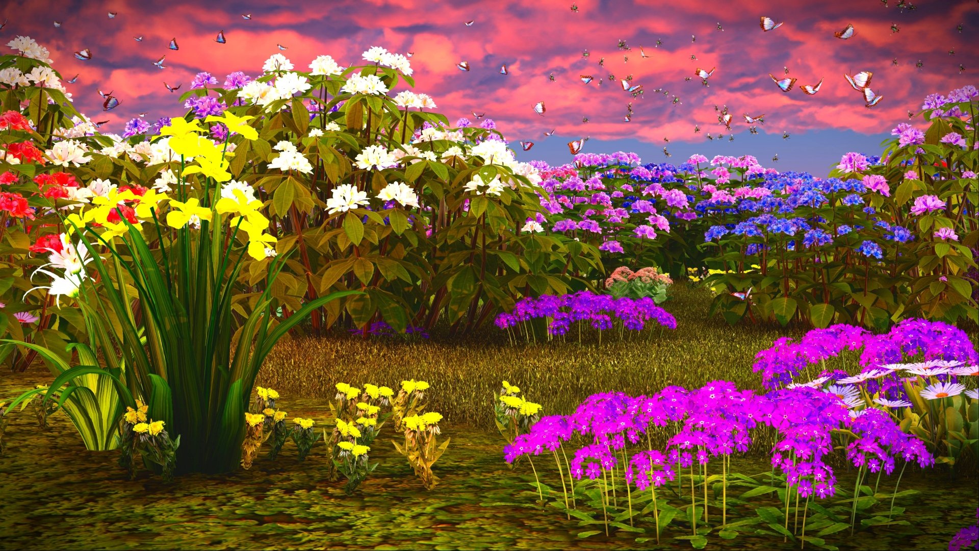 Download Sky Colors Field Meadow Artistic Flower  4k Ultra HD Wallpaper