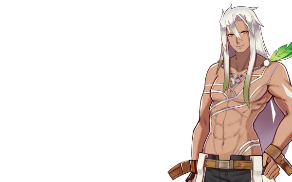 HD PC desktop wallpaper featuring Zaveid from the anime Tales of Zestiria the X with his distinctive white hair and tribal markings.