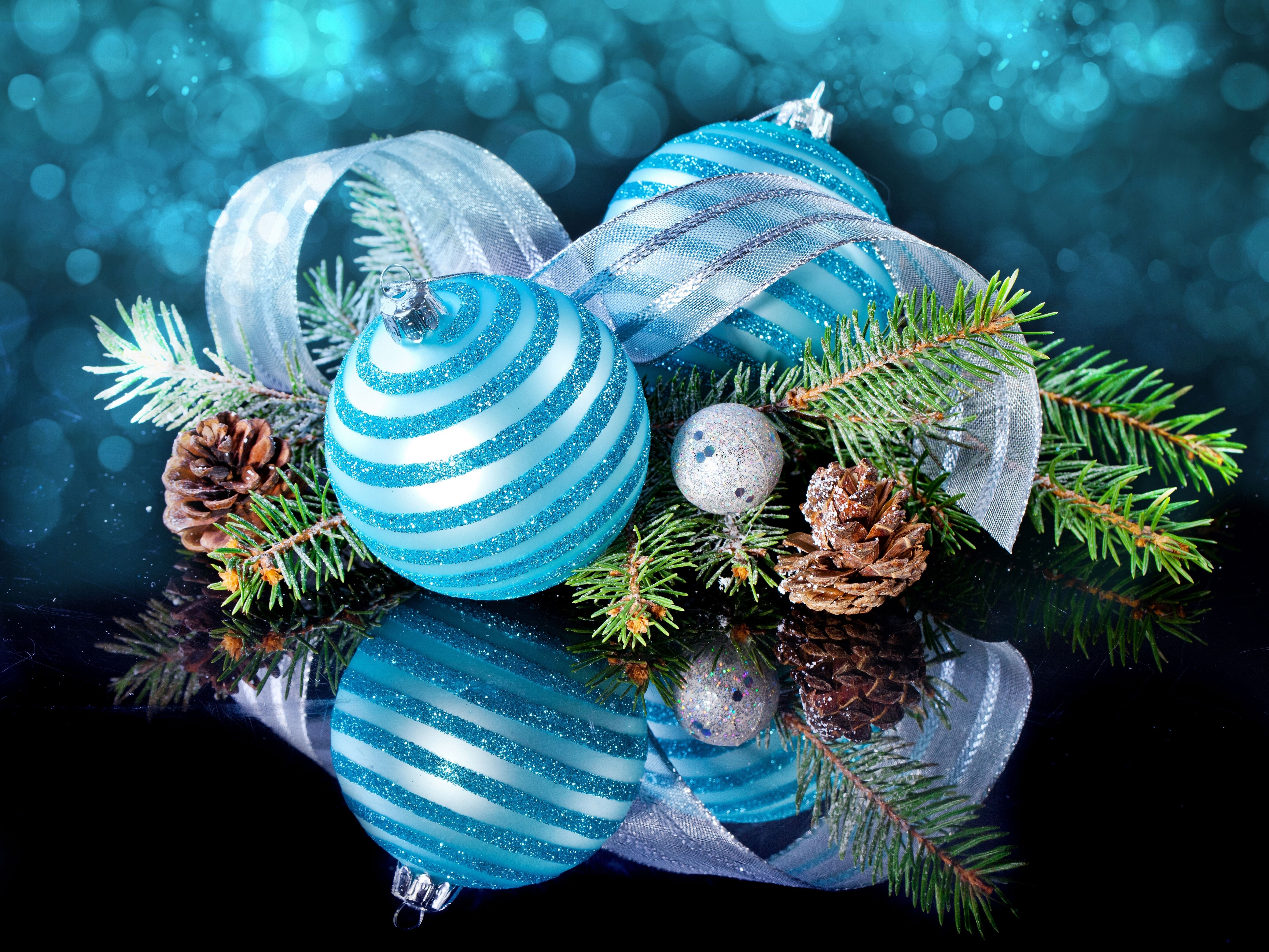 Download Blue Reflection Ribbon Pine Cone Christmas Ornaments Holiday ...