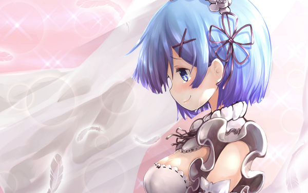 Anime Re:ZERO -Starting Life in Another World- Rem Maid Short Hair Blue Eyes Blue Hair HD Wallpaper | Background Image