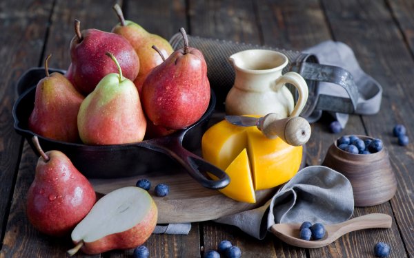 Food Still Life Pear Fruit Cheese Blueberry HD Wallpaper | Background Image