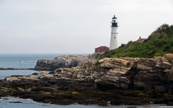 Man Made Lighthouse Coast New England HD Wallpaper | Background Image