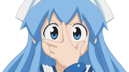 HD PC desktop wallpaper featuring Ika Musume, the blue-haired anime character known as Squid Girl, striking a playful pose.