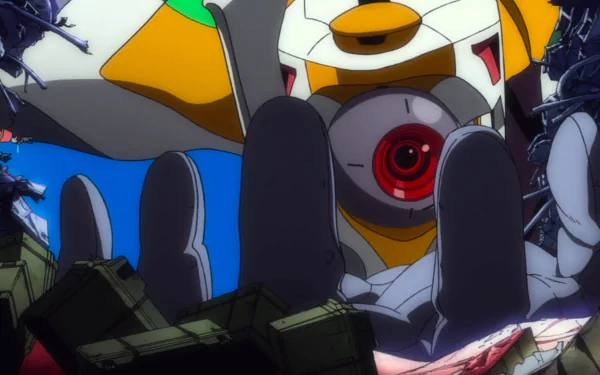 HD PC desktop wallpaper featuring Shinji Ikari, Misato Katsuragi, and Evangelion Unit-00 from the anime Evangelion: 3.0 You Can (Not) Redo.