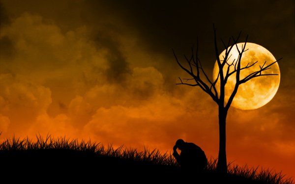Artistique Humain Silhouette Sad Sadness Alone Fond d'écran HD | Image