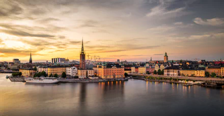 city sunset evening river Sweden man made Stockholm HD Desktop Wallpaper | Background Image
