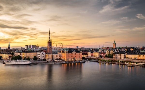 Man Made Stockholm Cities Sweden River Evening Sunset City HD Wallpaper | Background Image