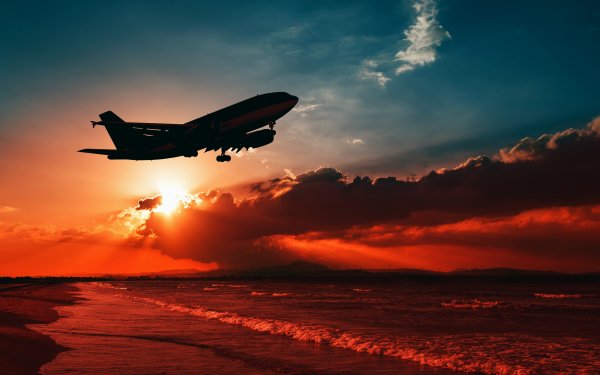 Vehicles Aircraft Sunbeam Sunset Cloud Sky Passenger Plane HD Wallpaper | Background Image