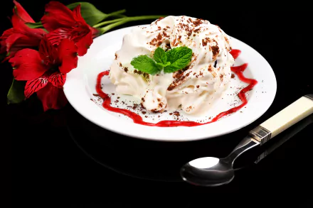 mint red flower food ice cream HD Desktop Wallpaper | Background Image