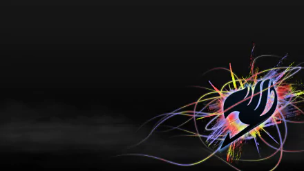 HD desktop wallpaper featuring vibrant, colorful swirls surrounding the Fairy Tail emblem, capturing the essence of the popular anime series.
